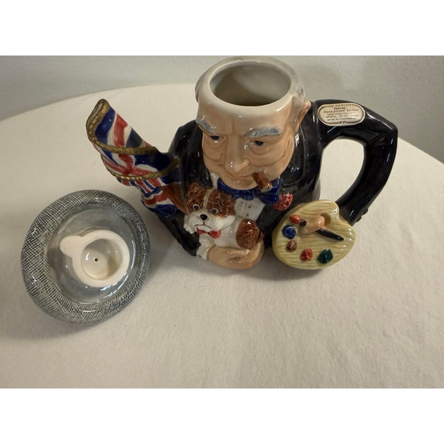 Black 1990s Fitz and Floyd Winston Churchill Character Teapot For Sale - Image 8 of 12