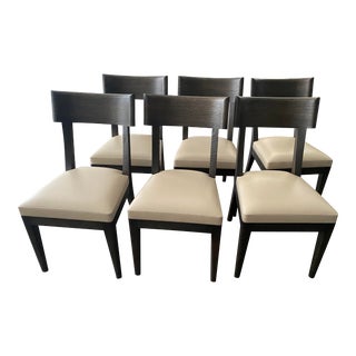 Christian Liaigre Terra Chairs Brown Oxidized Back and Taupe Leather - Set of 6 For Sale