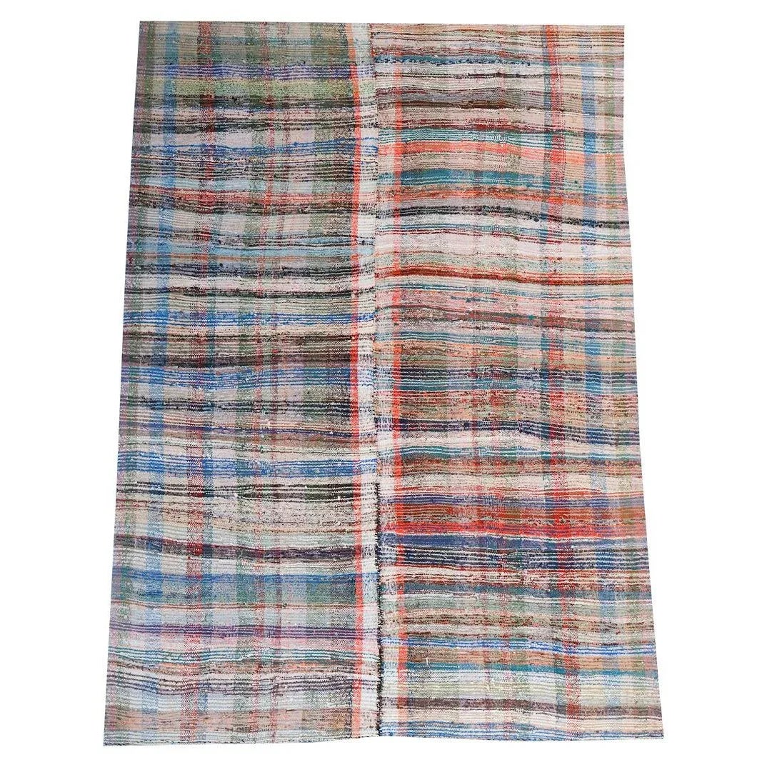 Modern Vintage Turkish Hand-Made Flatweave Kilim Rug - 7′3″ × 10′5 ...