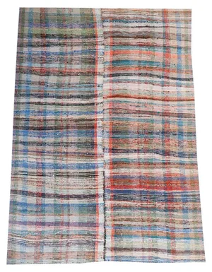 Modern Vintage Turkish Hand-Made Flatweave Kilim Rug - 7′3″ × 10′5″
