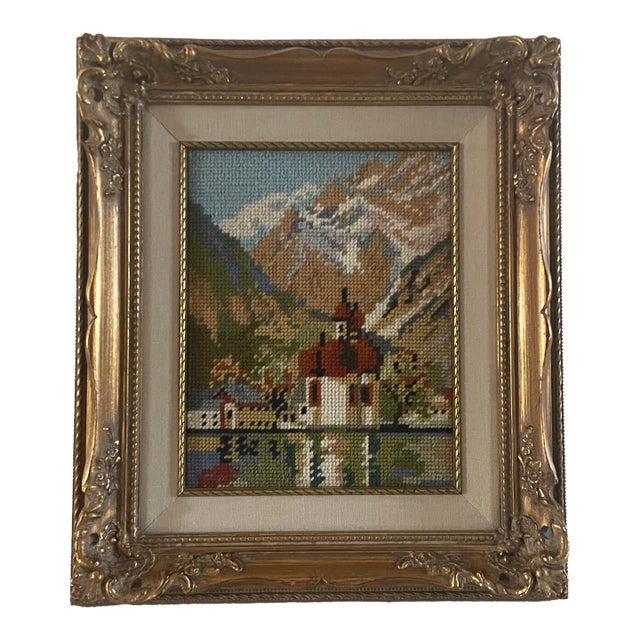 Framed and Signed Needlepoint For Sale