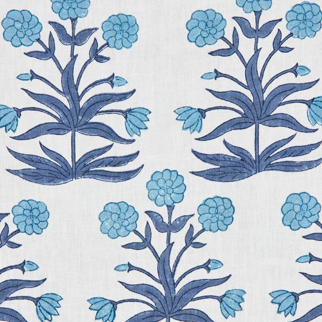 Contemporary SAMPLE - Schumacher x Molly Mahon Mughal Fabric In Sky Indigo For Sale - Image 3 of 4