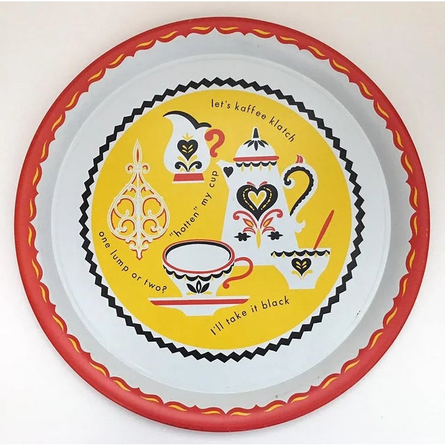 Mid-Century Modern Vintage Metal Coffee Theme Tray For Sale - Image 3 of 3