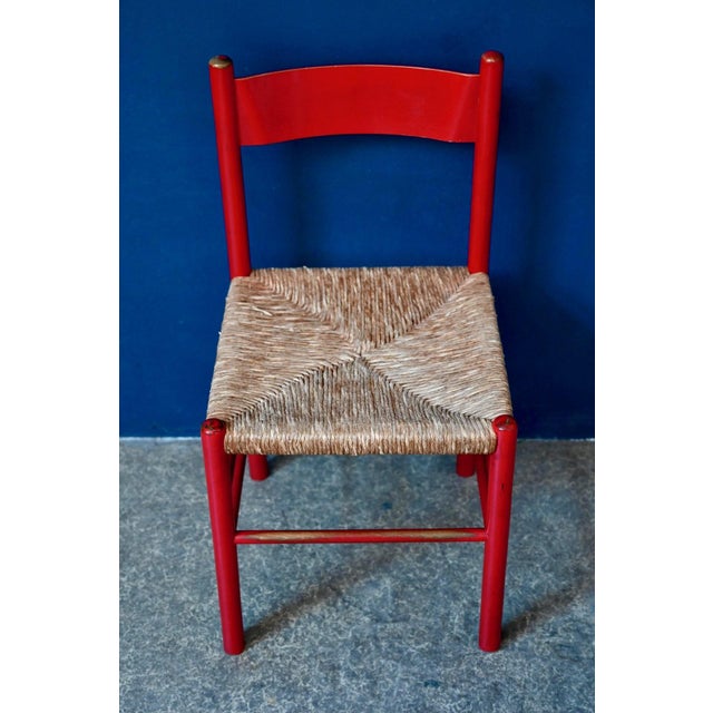Vintage Italian Chairs in Red Lacquered Wood and Woven Straw, 1960s, Set of 4 For Sale - Image 10 of 18
