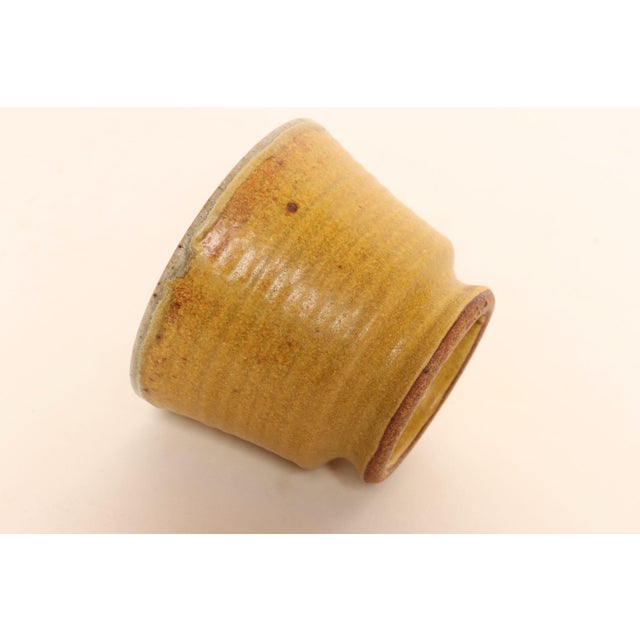 Ceramic Petite Vintage Matte Ochre Studio Stoneware Vessel / Bud Vase by Deanna Nichols For Sale - Image 7 of 13