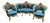1900 French Artisan Louis XVI Blue Velvet Sofa Set-3 Pc For Sale