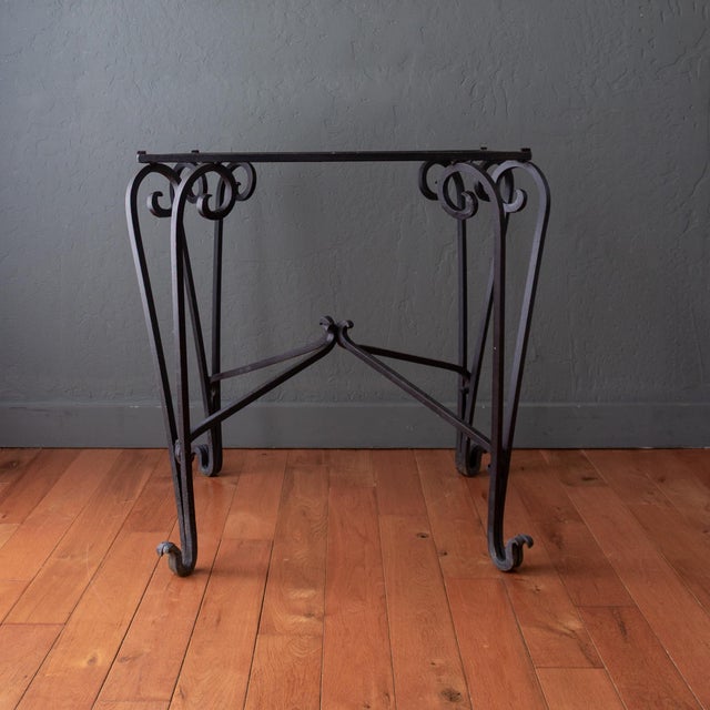 French Art Deco Black Wrought Iron Outdoor Patio Garden Table For Sale - Image 11 of 18