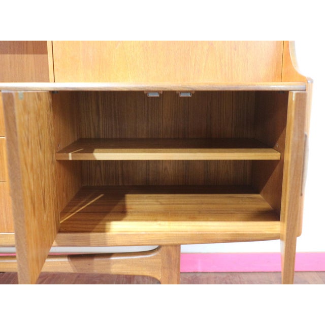 1960s Mid Century Modern Vintage Teak Tall Credenza Sideboard Buffet in the Style of G Plan Danish Style For Sale - Image 9 of 14