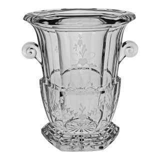 Biedermeier-Style Urn Champagne Cooler Etched Crystal Centerpiece Vase Wedding or Anniversary Gift For Sale