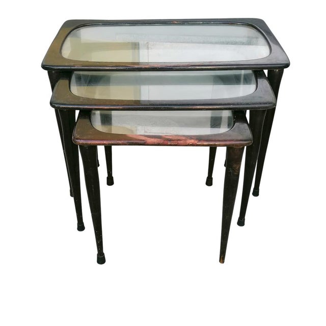 Brown Vintage Nesting Tables, 1950s, Set of 3 For Sale - Image 8 of 8