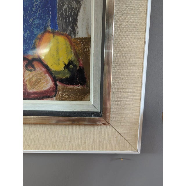 1954 Mid-Century Modern "Still Life in Pastel" Vintage Expressive Still Life Pastel Painting, Framed For Sale - Image 9 of 10