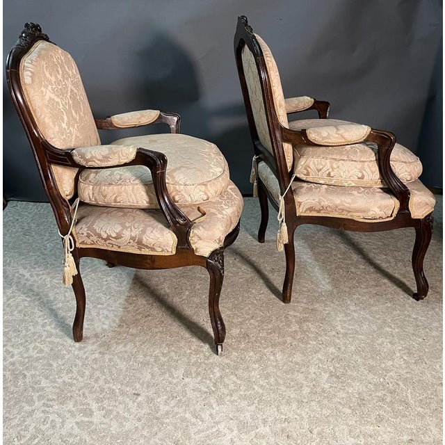 19th Century Louis XV French Armchairs, Set of 2 For Sale - Image 4 of 5