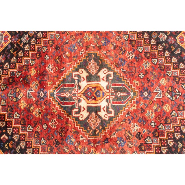 Vintage Hand-Knotted Persian Qashqai Rug 3'10" X 5'2" For Sale - Image 14 of 15