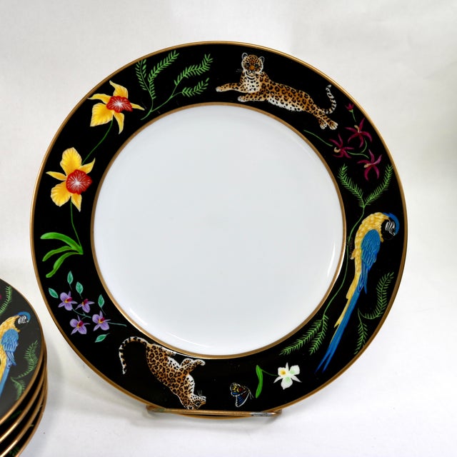 The Lynn Chase Designs Jaguar Jungle 8.25 Salad Dessert Plate Set of 5 is a luxurious and collectible addition to any...