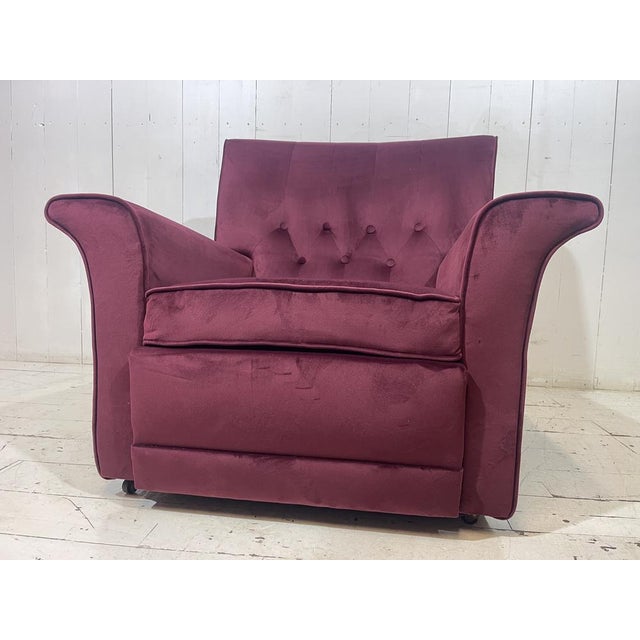 Vintage Lounge Chair in Purple Velvet, 1952 For Sale - Image 13 of 13