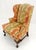 Large Fancy Floral Pattern Uphlstry Fine Carved Ball & Claw Feet Wing Chair MINT For Sale - Image 11 of 13