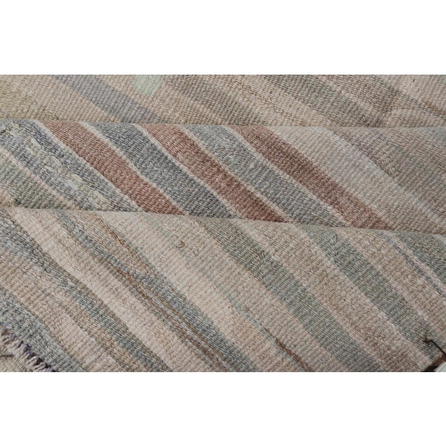 Minimalist Striped Design Vintage Turkish Kilim With Neutral Tones For Sale - Image 9 of 10