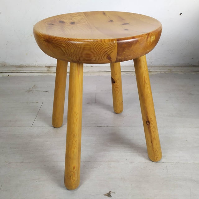 Mountain Stool attributed to Charlotte Perriand for Les Arcs, 1970s, in Good conditions. Designed 1970 to 1979 This piece...