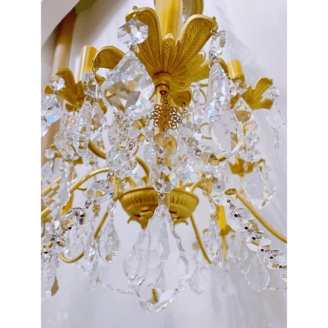 1950's Decorative Brass Chandelier For Sale - Image 4 of 10