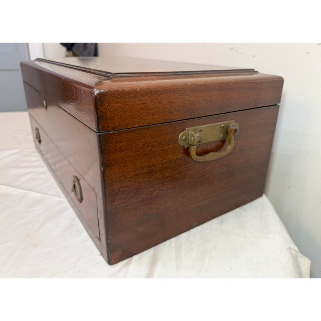 19th Century Large Antique J Wanamaker 1800's Wood Brass Flatware Silverware Box Display Case For Sale - Image 5 of 14