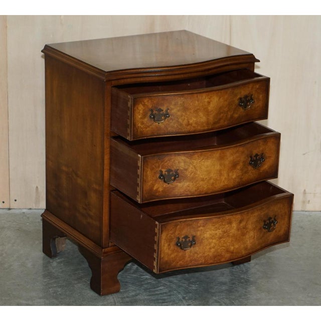 Vintage Burr & Walnut Serpentine Fronted Side Table Chest of Drawers from Bevan Funnell, 1960s For Sale - Image 13 of 18