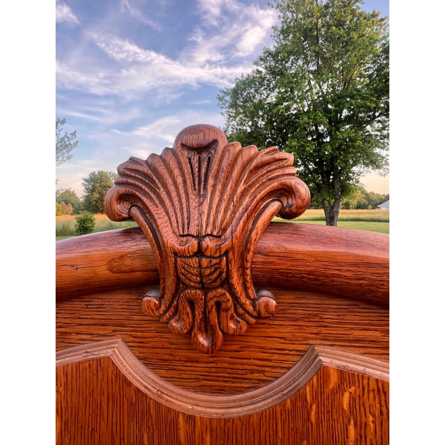 Lexington Furniture Lexington Carved Victorian Mansion Oak Bed - Queen Size For Sale - Image 4 of 12