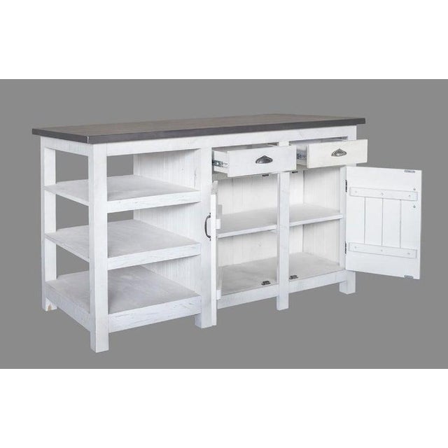 2020s Crafters and Weavers Barlow Display Kitchen Island - Distressed White For Sale - Image 5 of 11