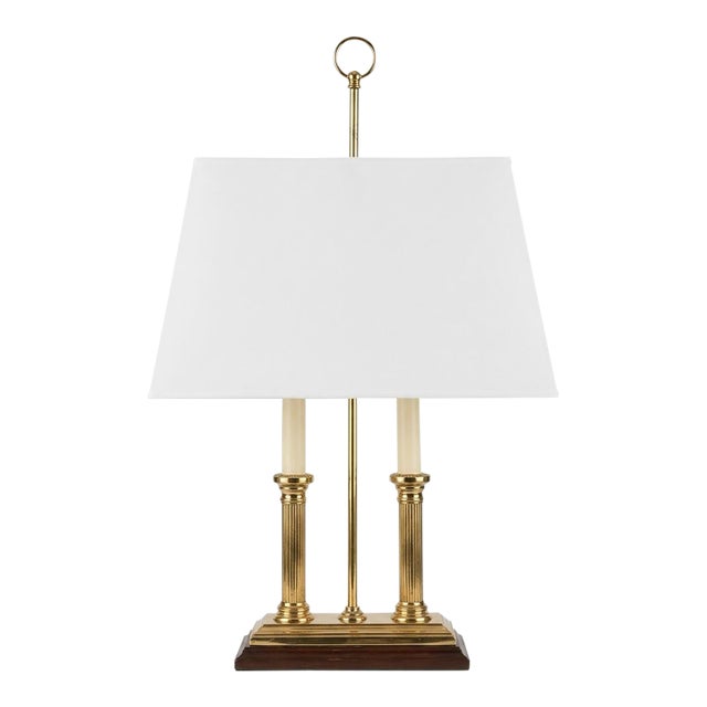 French Brass Tole Bouillotte Candlestick Lamp For Sale
