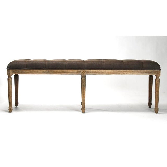 Elevate your space with the timeless elegance of the Louis Bench. Crafted from solid oak and finished in a limed Gray...