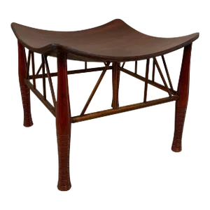 Early 20th Century Egyptian Revival Maple Thebes Stool