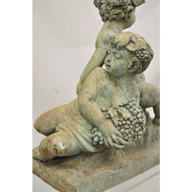 French Neoclassical Style Verdigris Bronze Large Bacchus Cherubs Putti Sculpture For Sale In Philadelphia - Image 6 of 12
