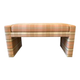 Vintage Fully Upholstered Bench For Sale