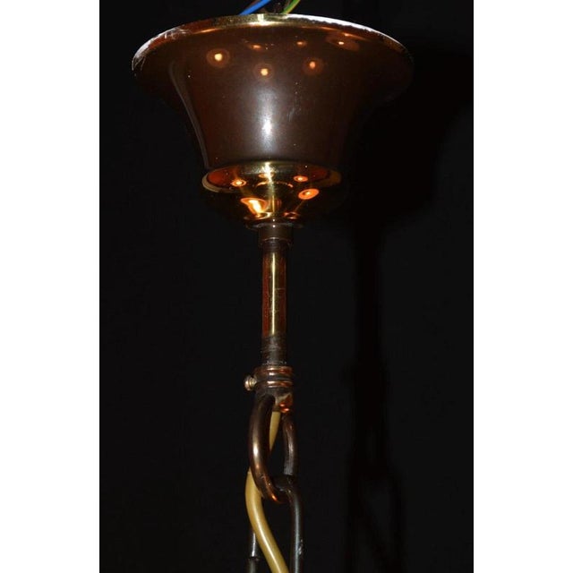 Art Deco Six-Light Chandelier in Brass and Tinted Glass, 1930 For Sale - Image 18 of 18
