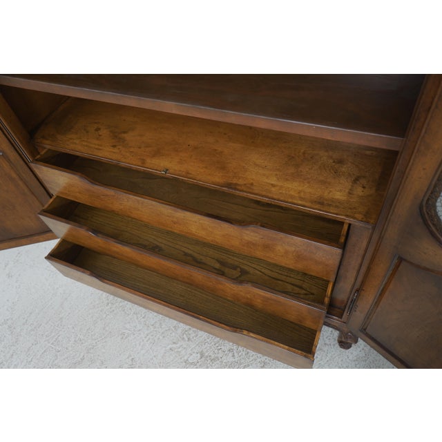 1960s Walnut Country French Two-Door Armoire Wardrobe Cabinet For Sale - Image 5 of 18