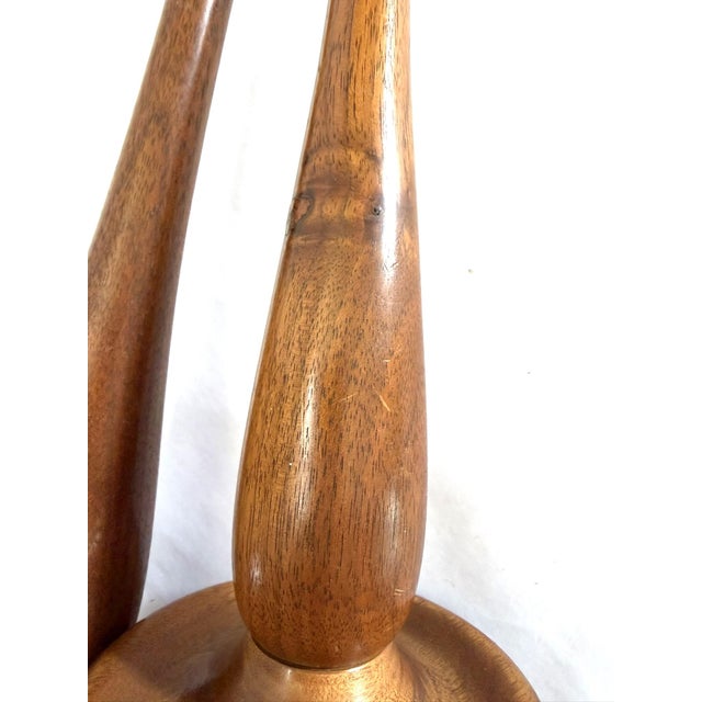 Mid Century Modern Teak Candle Sticks For Sale - Image 9 of 11