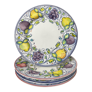 Deruta Italian Limoni Positano Dinner Plates Set of 4 Signed Se