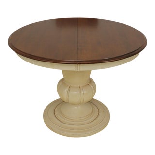 Round Cherry Top Off White Base Dining Room Table For Sale