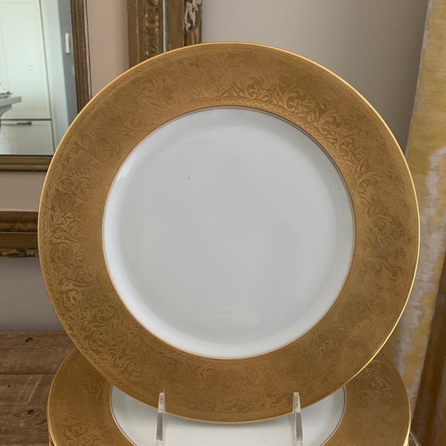 Heinrich & Selb Bavaria Gilded Gold Encrusted Dinner Plates Set of 12