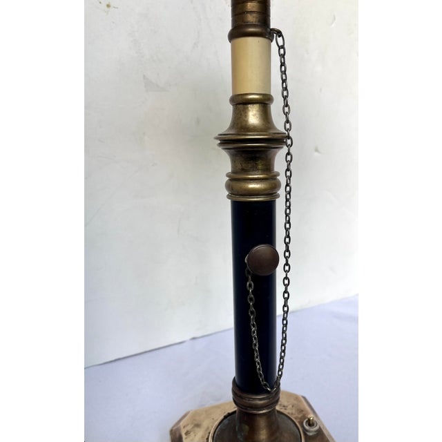 Chapman Manufacturing Company 1970s Chapman Brass French Bouillotte Lamp With Black Tole Shade For Sale - Image 4 of 14