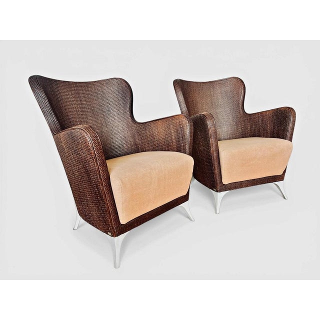 Vintage Rattan Chairs from BBB Bonacina, Italy, 1990s, Set of 2 For Sale - Image 3 of 11