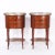 Refined pair of antique French Louis XV style stands with rouge marble tops having a brass gallery over a three drawer...