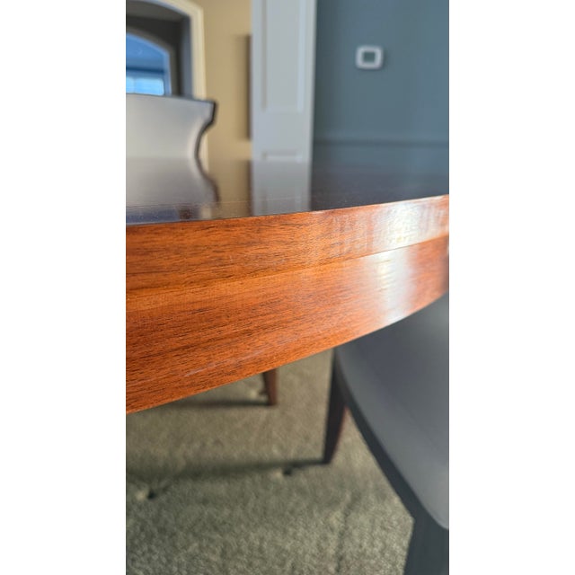Art Deco Barbara Barry for Henredon Celestial Walnut Oval Dining Table & 8 Chairs – Starburst Inlay For Sale - Image 3 of 12