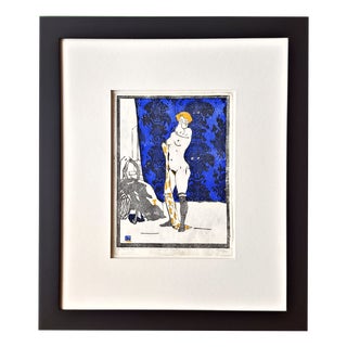 Evarist Adam Weber, Nude, The First Session, 1910, Color Woodcut For Sale