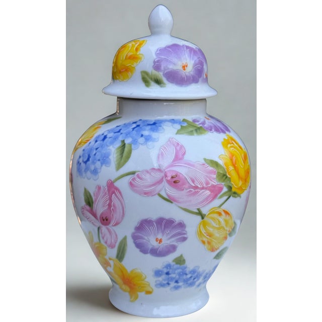 English Vintage Made in Japan Floral Motif Ginger Jar For Sale - Image 3 of 8