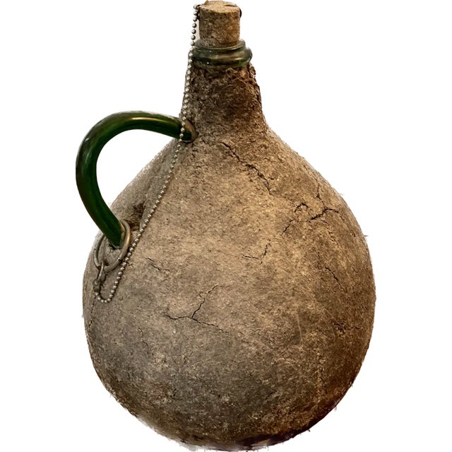 French French Vintage Wabi-Sabi Glass Wine Jug – Cement-Crusted With Original Bouchon For Sale - Image 3 of 8