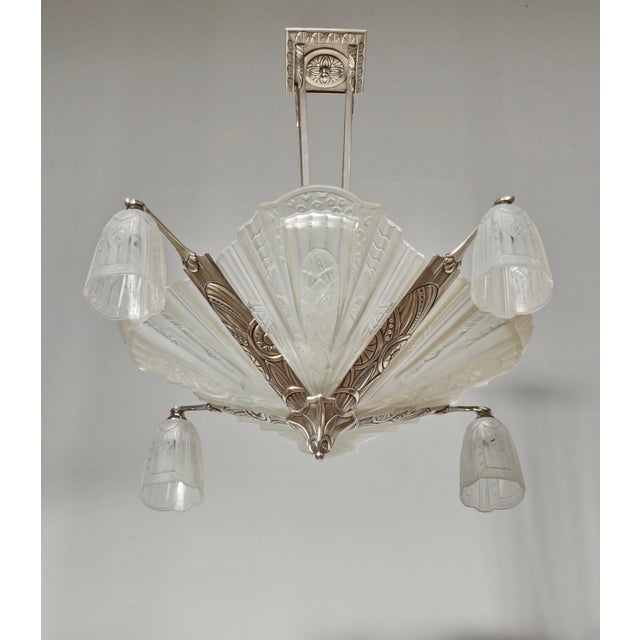 Art Deco French Art Deco Chandelier by Jamain & Frontisi 1930 France For Sale - Image 3 of 14