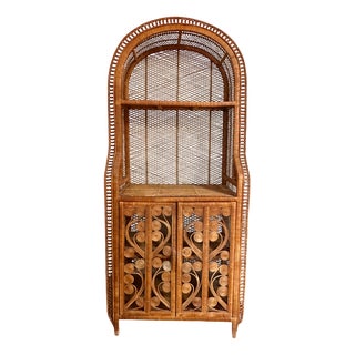 French Wicker Peacock Shelf, 1970 For Sale