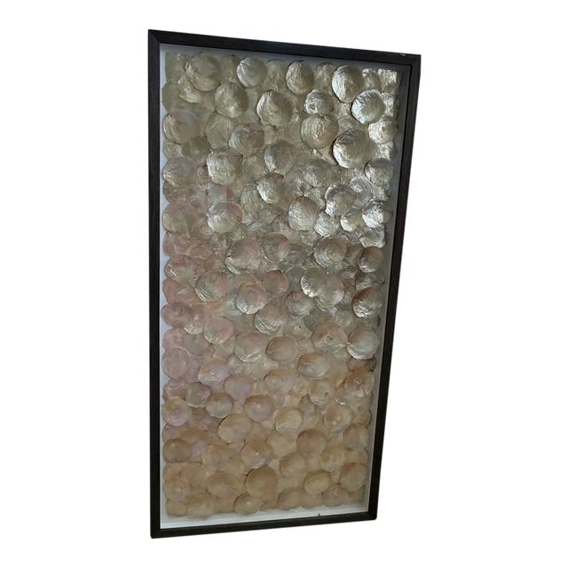 Oversized Restoration Hardware Style Capiz Shell Framed Wall Art Panel - 48x80 For Sale
