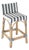 Serienna 24.5 in. Seat Height Rectangular Rattan Low Back Counter Stool, White/Navy Stripe/ Natural Rattan Frame For Sale