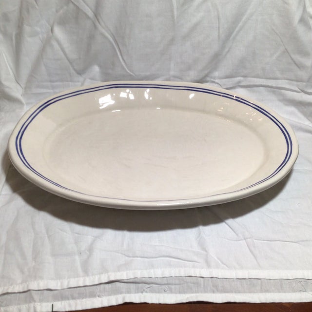Large Platter Agneta Livijn White With Double Blue Lines Around Rim For Sale - Image 13 of 13